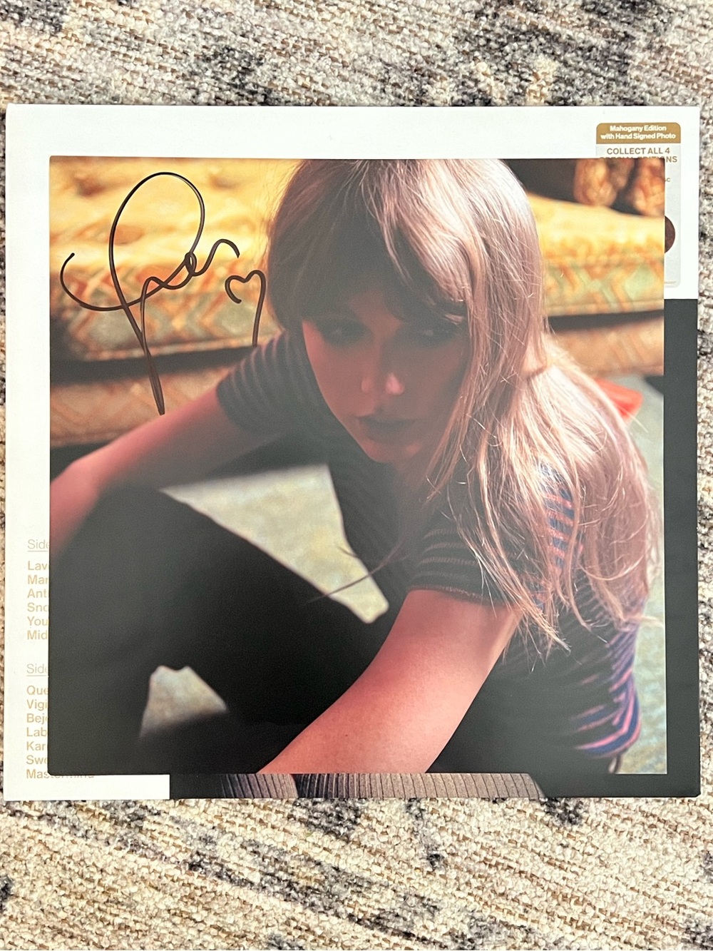 Signed Taylor Swift Midnights Mahogany Vinyl Variant